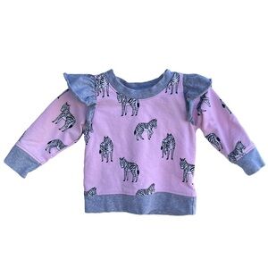 Monica + Andy Organic Cotton Zebra Print Double Ruffle Sweatshirt 12-18 Months